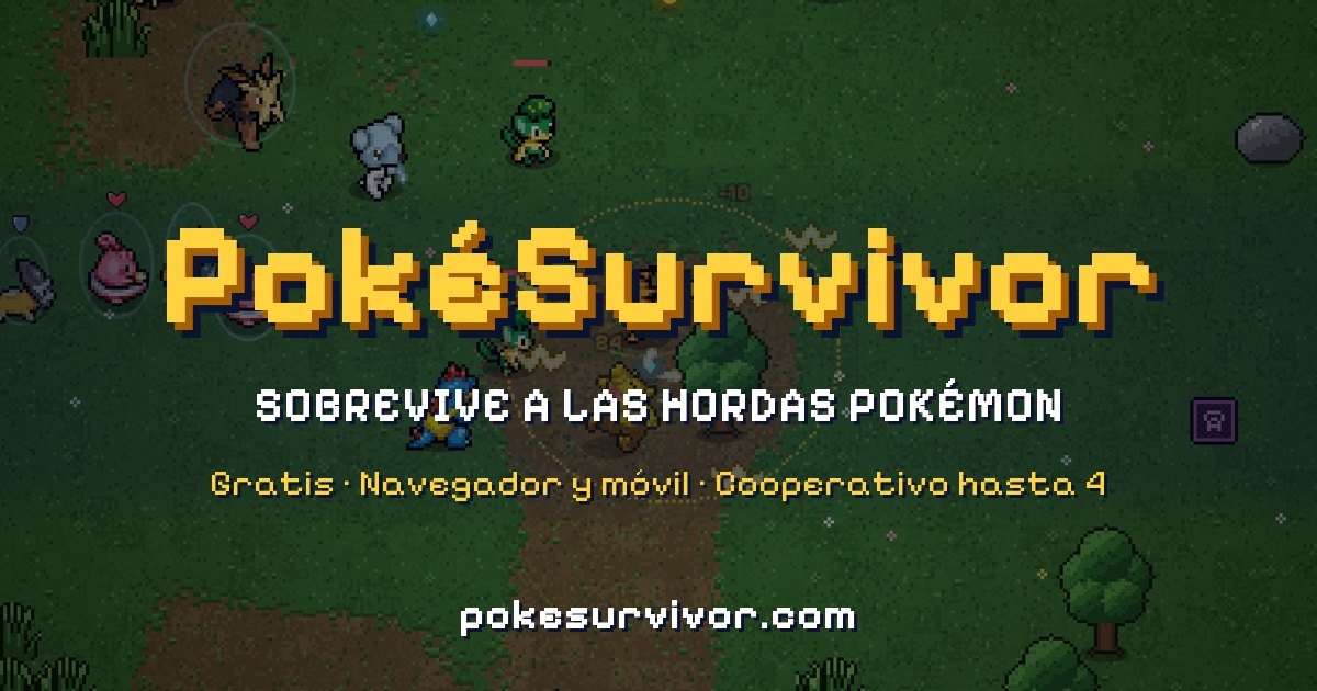 Poke Survivor game artwork with Pokémon fighting on a pixel-art forest map
